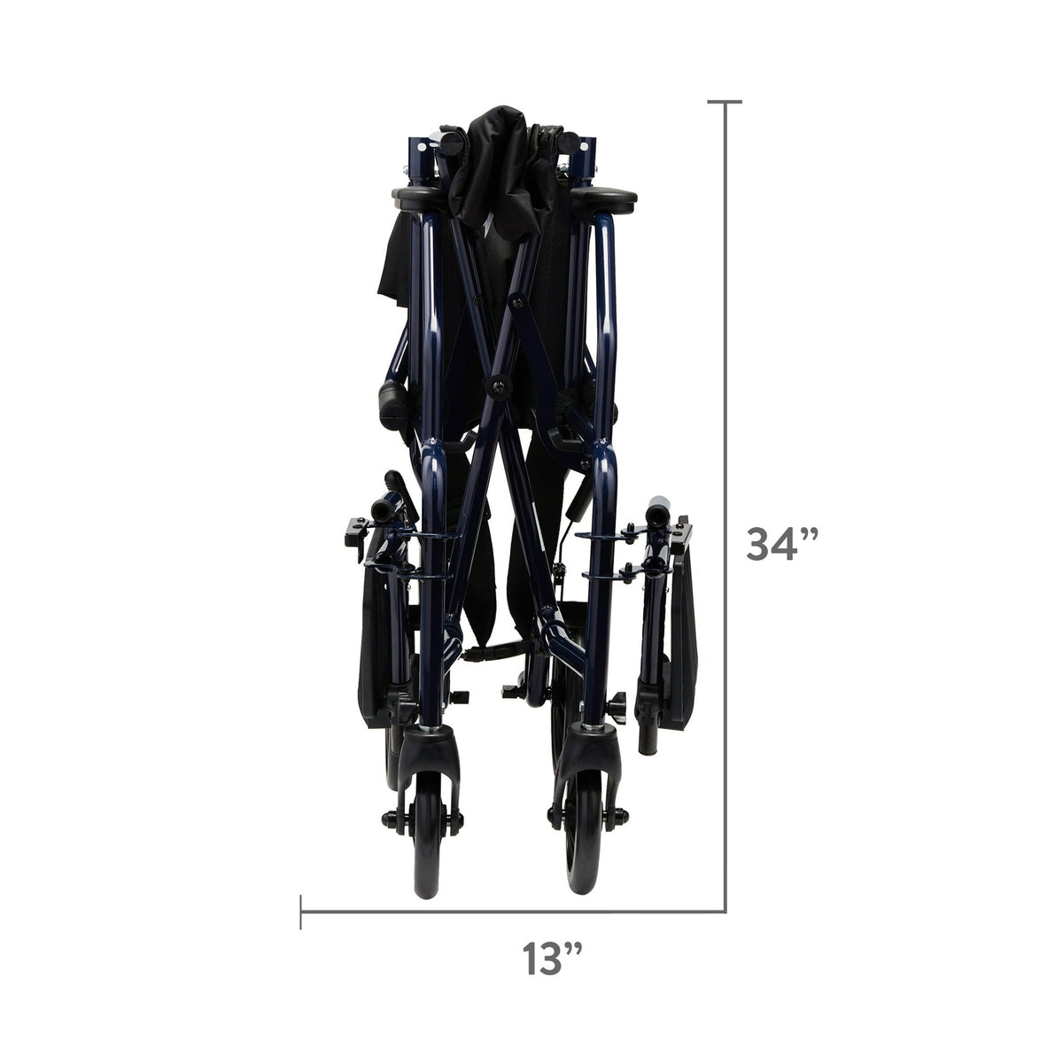 Equate Steel Folding Transport Wheelchair with 19" Seat, Black, 300 lb Weight Capacity