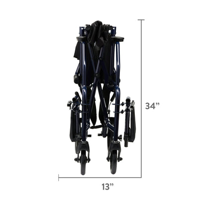 Equate Steel Folding Transport Wheelchair with 19" Seat, Black, 300 lb Weight Capacity