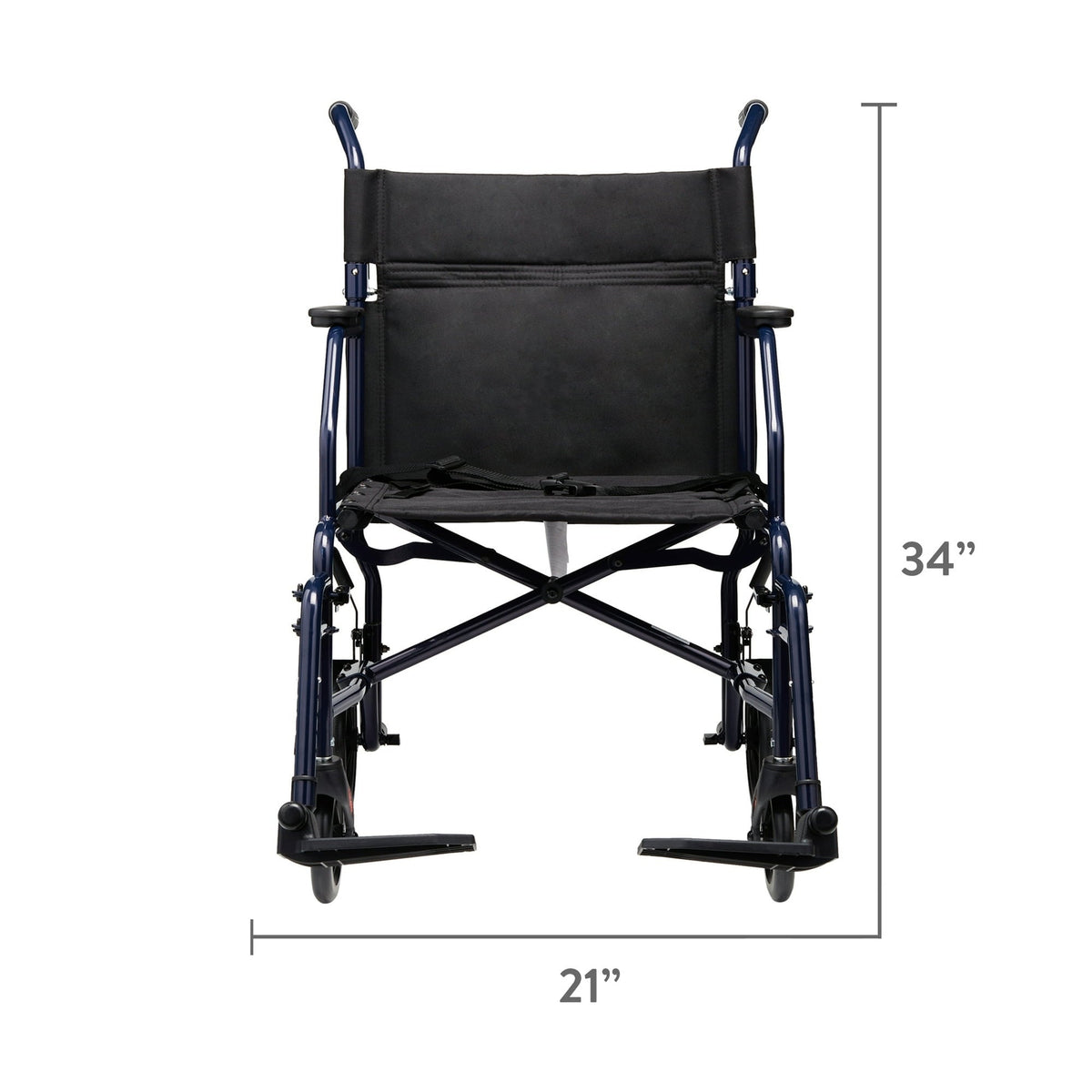 Equate Steel Folding Transport Wheelchair with 19" Seat, Black, 300 lb Weight Capacity