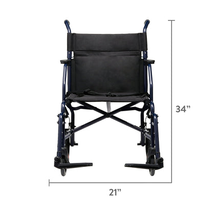Equate Steel Folding Transport Wheelchair with 19" Seat, Black, 300 lb Weight Capacity