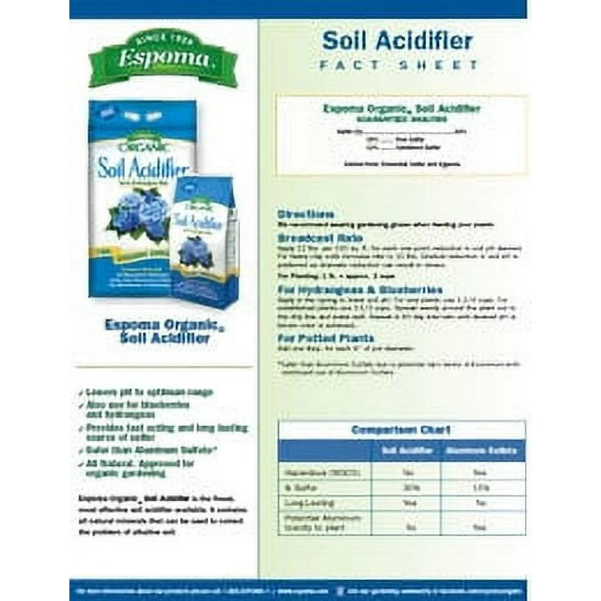Espoma Organic Soil Acidifier, 6 lb Bag – Lowers Soil pH for Hydrangeas, Blueberries, Azaleas & Acid-Loving Plants
