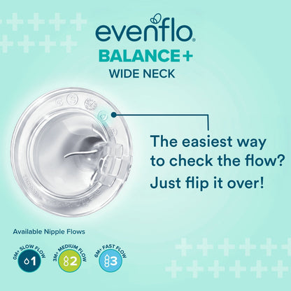 Evenflo Balance+ Wide Neck Baby Bottles, Clear/White, 5oz, 2-Pack