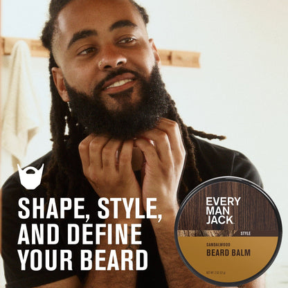 Every Man Jack Beard Balm - Moisturize and Style Beard Balm - Light Sandalwood Scent - 2oz