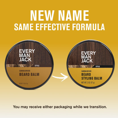 Every Man Jack Beard Balm - Moisturize and Style Beard Balm - Light Sandalwood Scent - 2oz