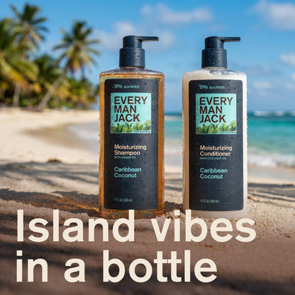 Every Man Jack Men's Refreshing Shampoo - Caribbean Coconut - Made w/ Plant Powered Moisturizing Ingredients like Coconut & Argan Oil - 12 fl oz (PACK OF 3 )