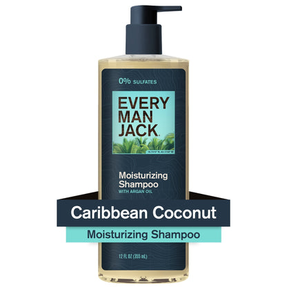 Every Man Jack Men's Refreshing Shampoo - Caribbean Coconut - Made w/ Plant Powered Moisturizing Ingredients like Coconut & Argan Oil - 12 fl oz (PACK OF 3 )
