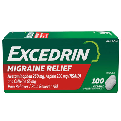 Excedrin Migraine Relief Pain Reliever Caplets, 24 Count