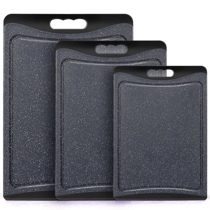 Extra Large Cutting Boards, AOKIWO Plastic Cutting Boards for Kitchen (Set of 3)Meat, Veggies Cutting Board Set Dishwasher Chopping Board with Juice Grooves Easy-Grip Handles, Dark Grey