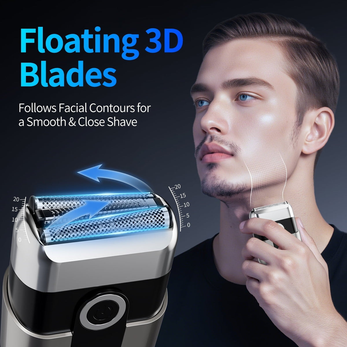 FDDAI Electric Razor for Men Rechargeable – Compact Foil Shaver with 8000RPM Motor, IPX7 Waterproof, USB C Cordless Beard Trimmer – Portable Mini Electric Shaver for Travel, Face & Head