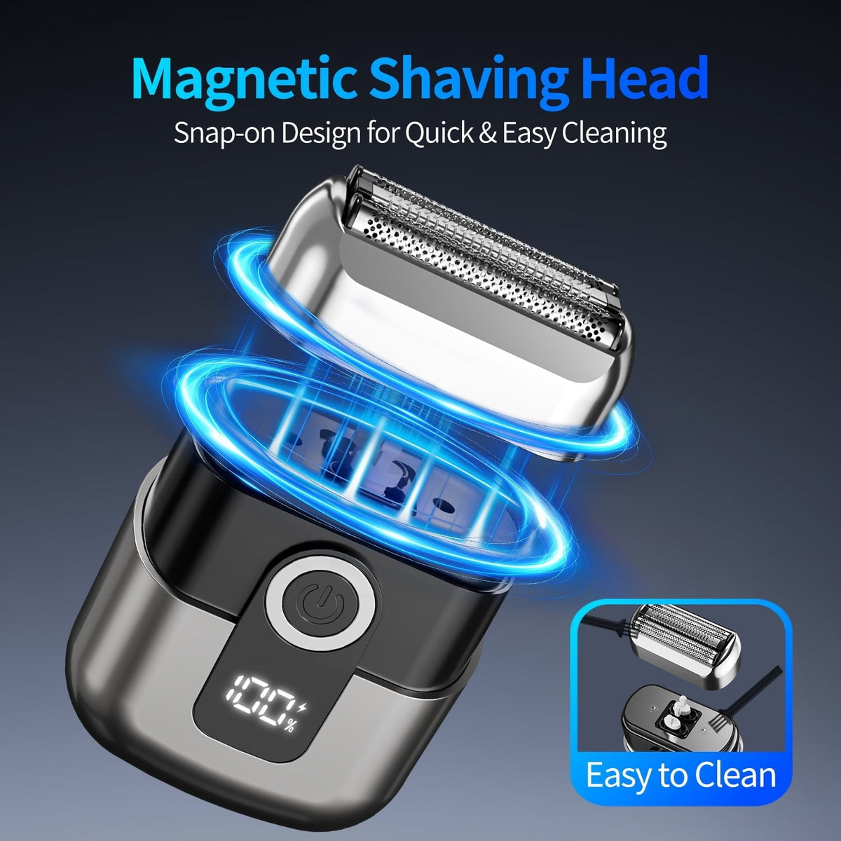 FDDAI Electric Razor for Men Rechargeable – Compact Foil Shaver with 8000RPM Motor, IPX7 Waterproof, USB C Cordless Beard Trimmer – Portable Mini Electric Shaver for Travel, Face & Head