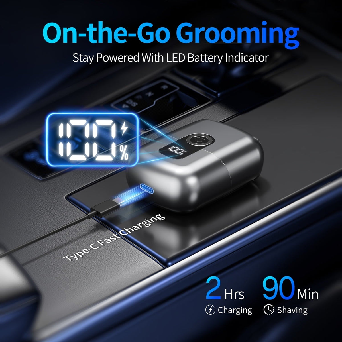 FDDAI Electric Razor for Men Rechargeable – Compact Foil Shaver with 8000RPM Motor, IPX7 Waterproof, USB C Cordless Beard Trimmer – Portable Mini Electric Shaver for Travel, Face & Head