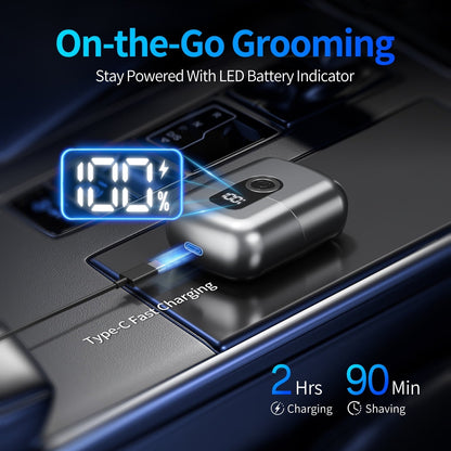 FDDAI Electric Razor for Men Rechargeable – Compact Foil Shaver with 8000RPM Motor, IPX7 Waterproof, USB C Cordless Beard Trimmer – Portable Mini Electric Shaver for Travel, Face & Head