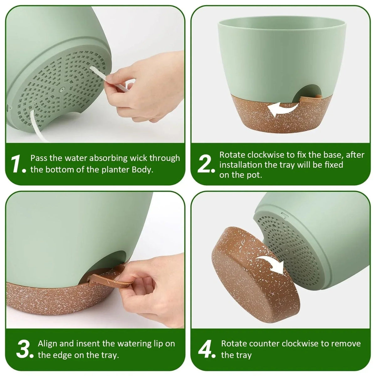 FOUKUS Set of 5 Self-Watering Plant Pots with Drainage – Eco-Friendly Plastic Planters for Indoor & Outdoor Use – Pots for Succulents, Cactus, Snake Plants (7", 6.5", 6", 5.5", 5")