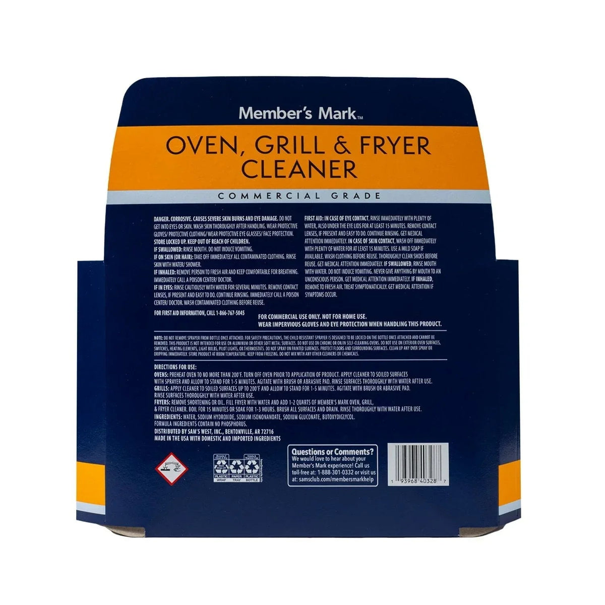 Member's Mark Commercial Oven, Grill and Fryer Cleaner 32 oz., 3 pk.