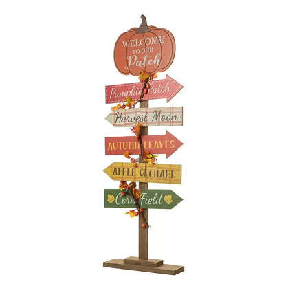Glitzhome 42.5" Fall Wooden Pumpkin Patch Porch Décor