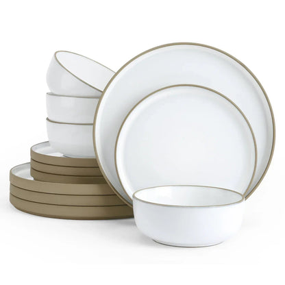 Famiware Nature 12-Piece Dinnerware Sets, Stoneware Dish Set, Midnight Blue