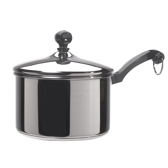 Farberware Classic Series 2 Quart Stainless Steel Sauce Pan with Lid, Induction Compatible, Metal Utensil and Dishwasher Safe, Stainless Steel