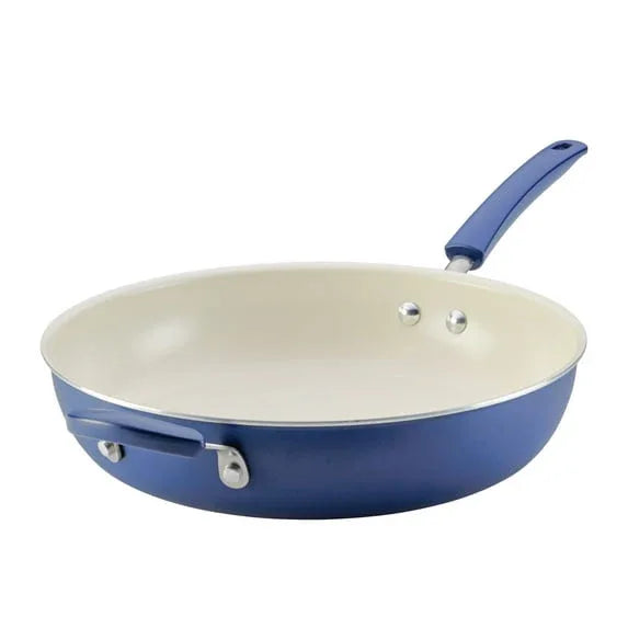 Farberware Easy Clean 12.5 Inch Ceramic Nonstick Frying Pan / Skillet with Helper Handle, Dishwasher Safe, Green