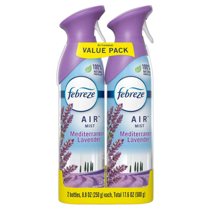 Febreze Air Freshener Spray, Odor-Fighting Room Spray, Mediterranean Lavender, 8.8oz, 2 Count