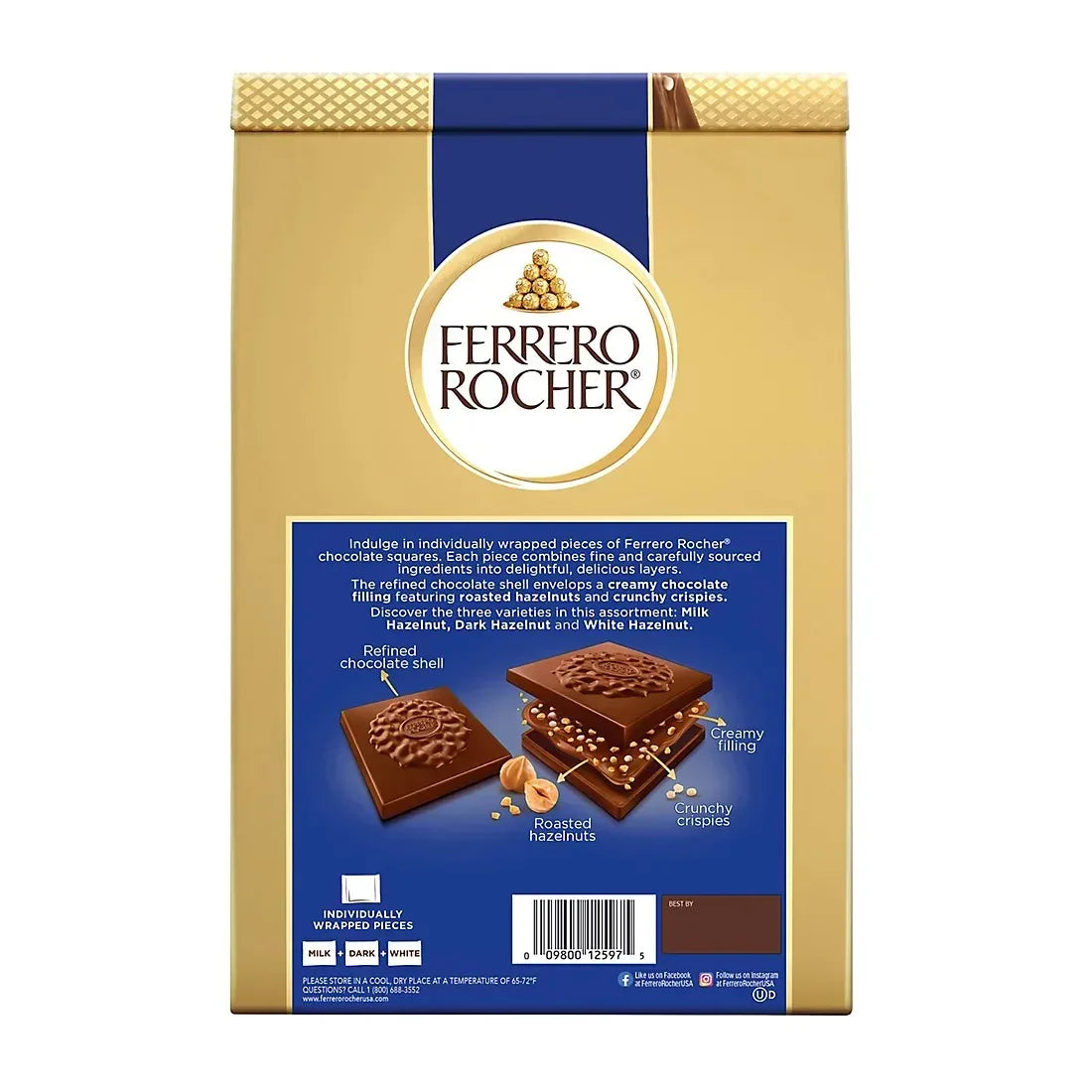 Ferrero Rocher Assorted Chocolate Hazelnut Squares, 16.7 oz.