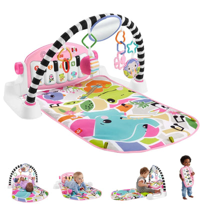 Fisher-Price Glow and Grow Kick & Play Piano Gym Baby Playmat with Musical Learning Toy, Blue