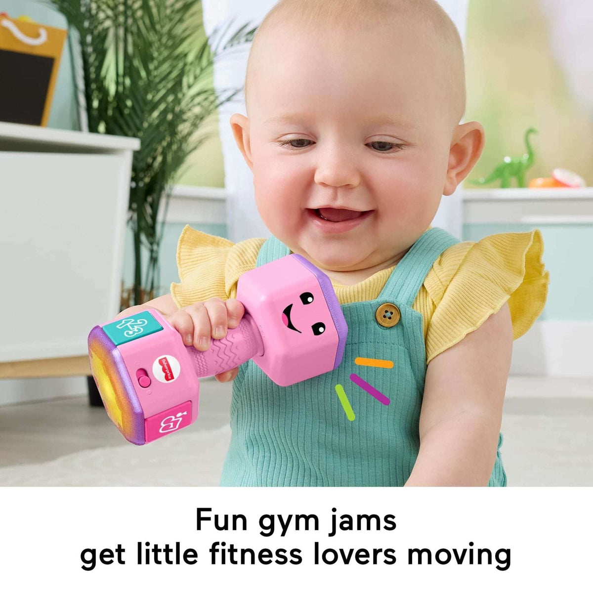 Fisher-Price Laugh & Learn Countin’ Reps Dumbbell Musical Baby Rattle Toy for Unsex Infant & Toddler