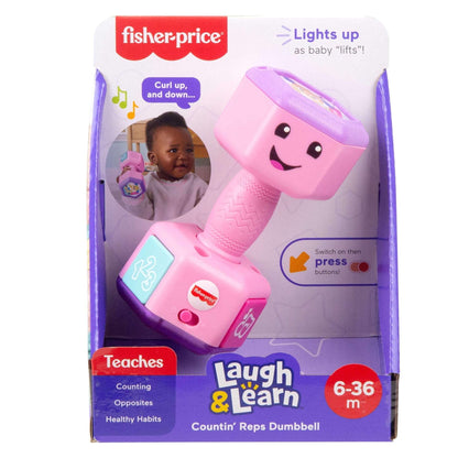 Fisher-Price Laugh & Learn Countin’ Reps Dumbbell Musical Baby Rattle Toy for Unsex Infant & Toddler