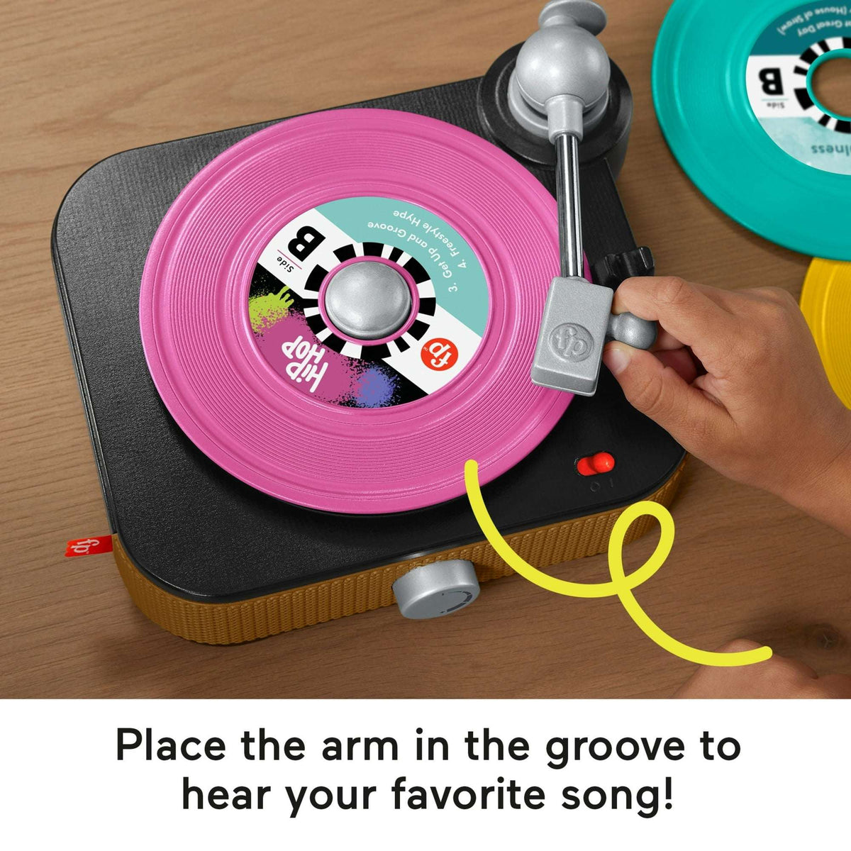 Fisher-Price Rockin’ Record Player Musical Toy with Turntable & 5 Records for Toddler Pretend Play