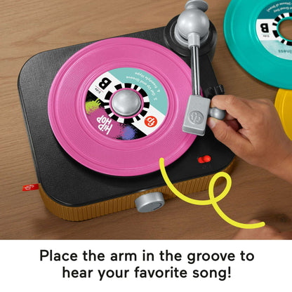 Fisher-Price Rockin’ Record Player Musical Toy with Turntable & 5 Records for Toddler Pretend Play