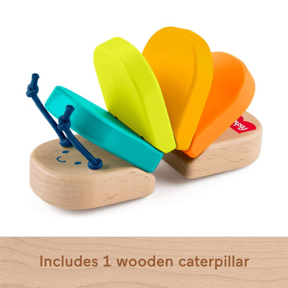 Fisher-Price Wooden Clacker Caterpillar Developmental Activity Rattle Toy for Infant, 1 Wood Piece