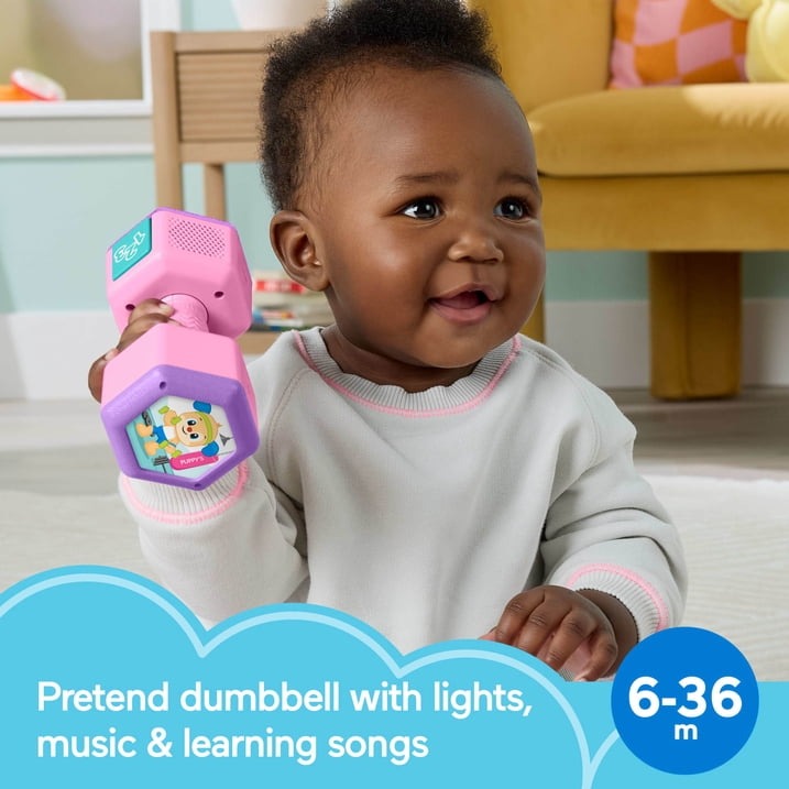 Fisher-Price Laugh & Learn Countin’ Reps Dumbbell Musical Baby Rattle Toy for Unsex Infant & Toddler