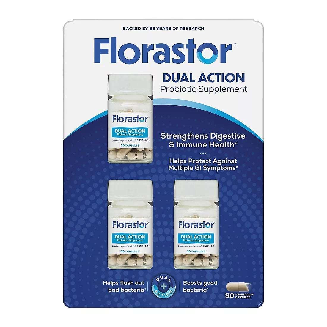 Florastor Daily Probiotic Supplement with Saccharomyces Boulardii CNCM I-745, 90 Count