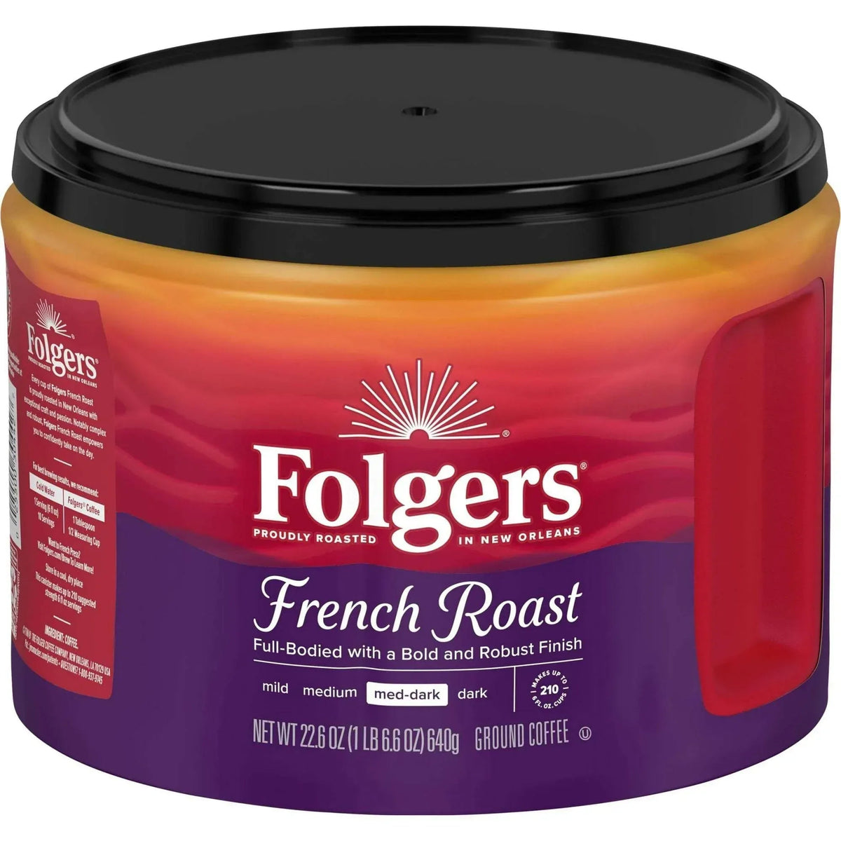 Folgers Colombian Ground Coffee, Medium Roast, 22.6 oz Canister