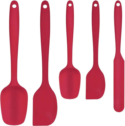 Food Grade Silicone Rubber Spatula Set for Baking, AOKIWO 5Pcs Cooking Utensil Set, High Heat Resistant Non Stick Dishwasher BPA-Free