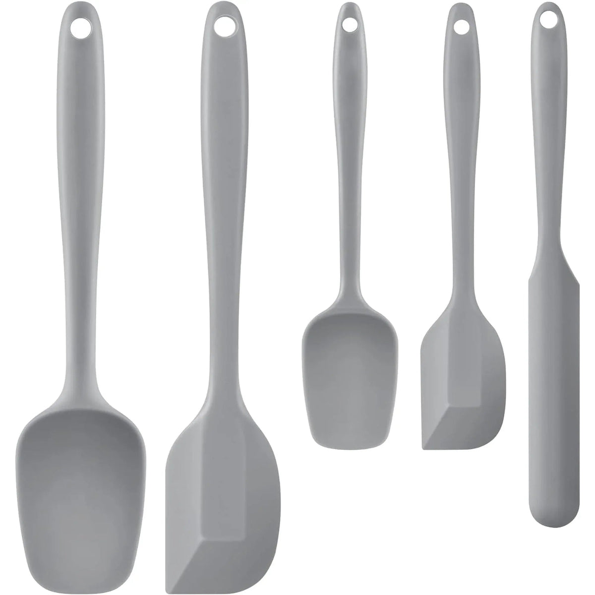 Food Grade Silicone Rubber Spatula Set for Baking, TAIMASI 5Pcs Cooking Utensil Set, High Heat Resistant Non Stick Dishwasher BPA-Free-Gray