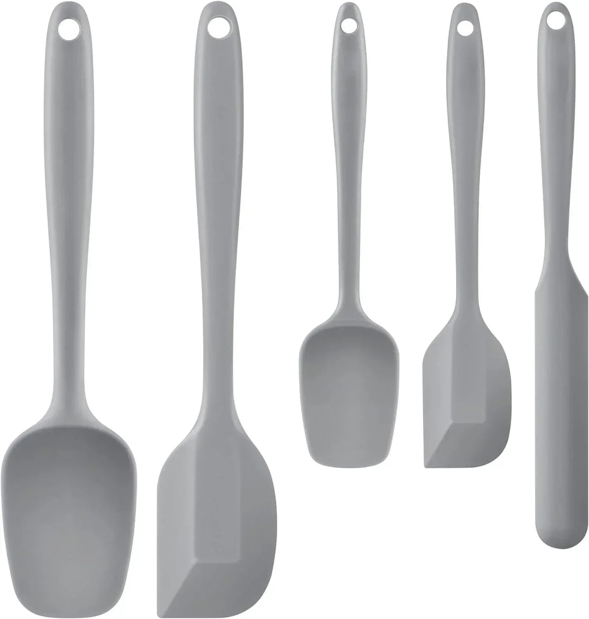 Food Grade Silicone Rubber Spatula Set for Baking, AOKIWO 5Pcs Cooking Utensil Set, High Heat Resistant Non Stick Dishwasher BPA-Free
