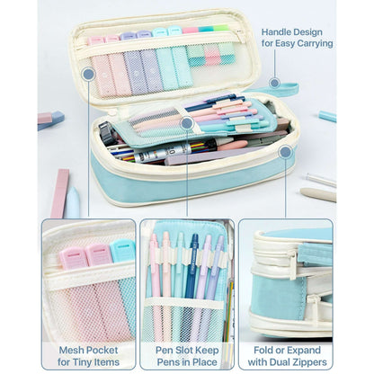 Four Candies 56 PCS Aesthetic Supplies with Pencil Case, 6 Multicolor Pen, 12 Pastel Highlighters, 5 Gel Pens Black Ink, 9 Mechanical Pencils for Stationary Set Preppy Stuff