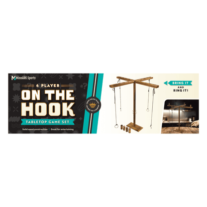 Four Player Hook & Ring Toss Game, 24-Inch Height, for All Ages, by MinnARK