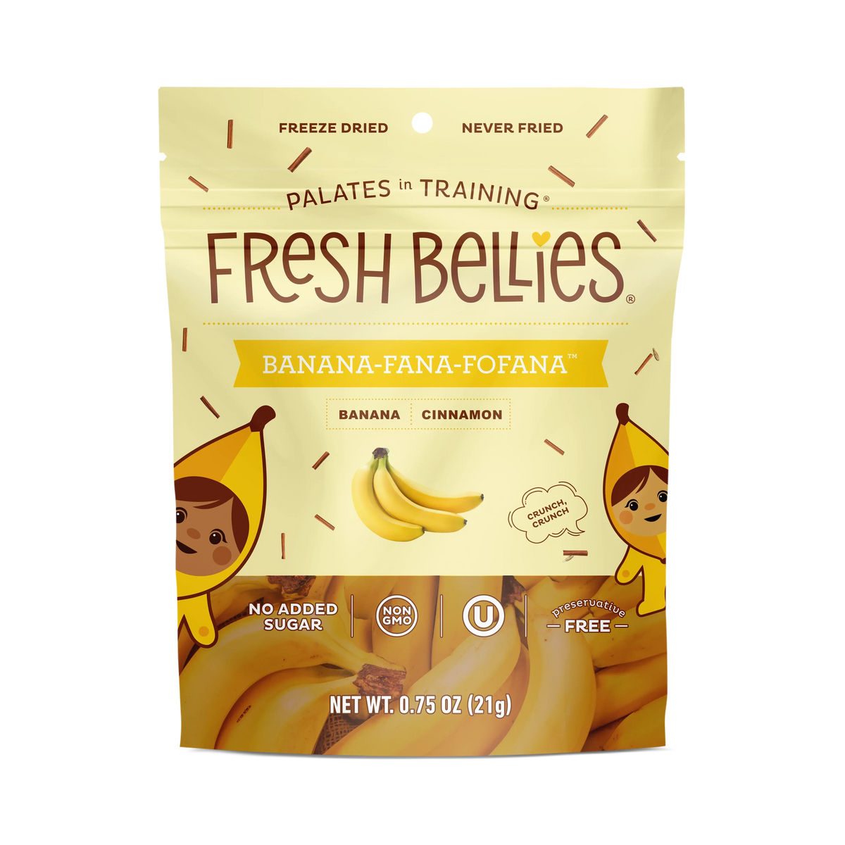 Fresh Bellies Banana-Fana-Fofana Freeze-Dried Toddler Snack, 0.75 oz, Resealable Pouch, 3 Ingredients, Vegan, Gluten-Free