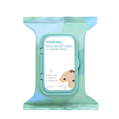 Frida Baby Breathe Frida Vapor Rub Wipes for Kids Decongestant Relief, Cold Medicine with Aloe, 30 Ct