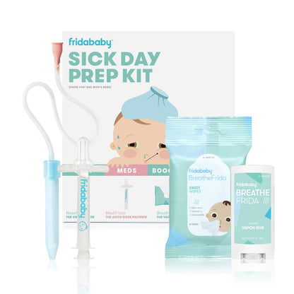 Frida Baby Sick Day Prep Kit: NoseFrida Snotsucker, MediFrida Pacifier, BreatheFrida Wipes, VaporRub