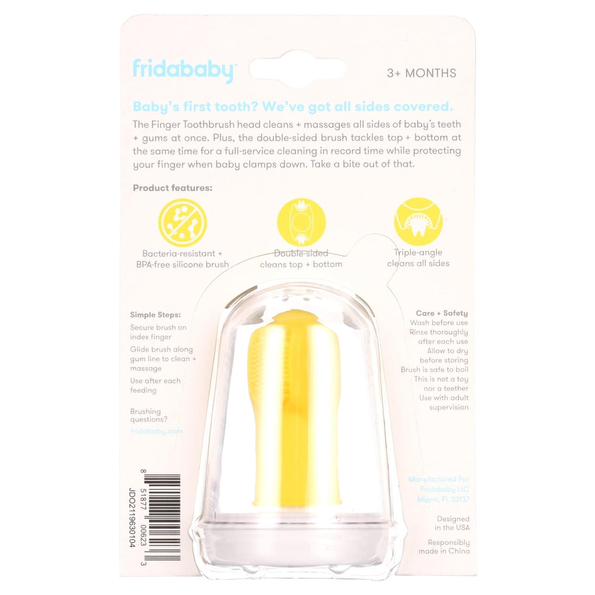 Frida Baby SmileFrida Finger Toothbrush for Baby to Infant Dental Care, Yellow