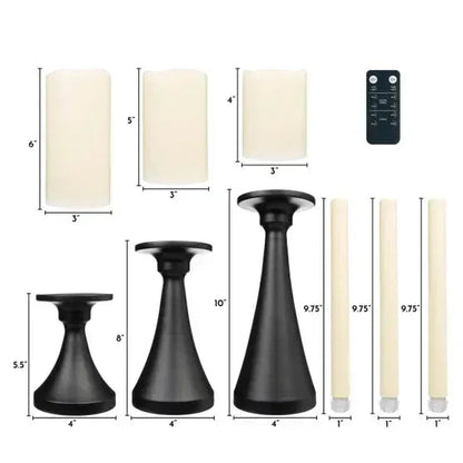 Fusion Tapers, Pillars, Holders and Remote, 9-piece Set