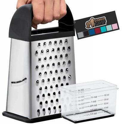 GORILLA GRIP Cheese Grater, BPA Free Stainless Steel Box Graters, Cheeses and Veggie Shredder