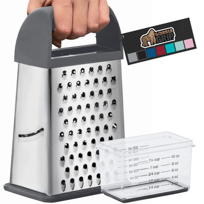 GORILLA GRIP Cheese Grater, BPA Free Stainless Steel Box Graters, Cheeses and Veggie Shredder