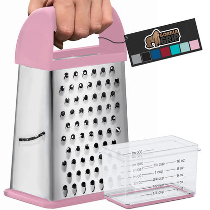 GORILLA GRIP Cheese Grater, BPA Free Stainless Steel Box Graters, Cheeses and Veggie Shredder
