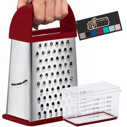 GORILLA GRIP Cheese Grater, BPA Free Stainless Steel Box Graters, Cheeses and Veggie Shredder
