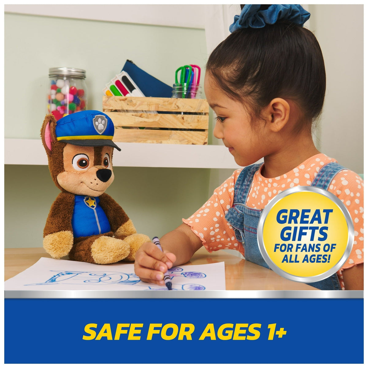 GUND PAW Patrol Official Chase Take Along Buddy Plush Toy, Premium Stuffed Animal for Ages 1 & Up, Blue/Brown, 13”