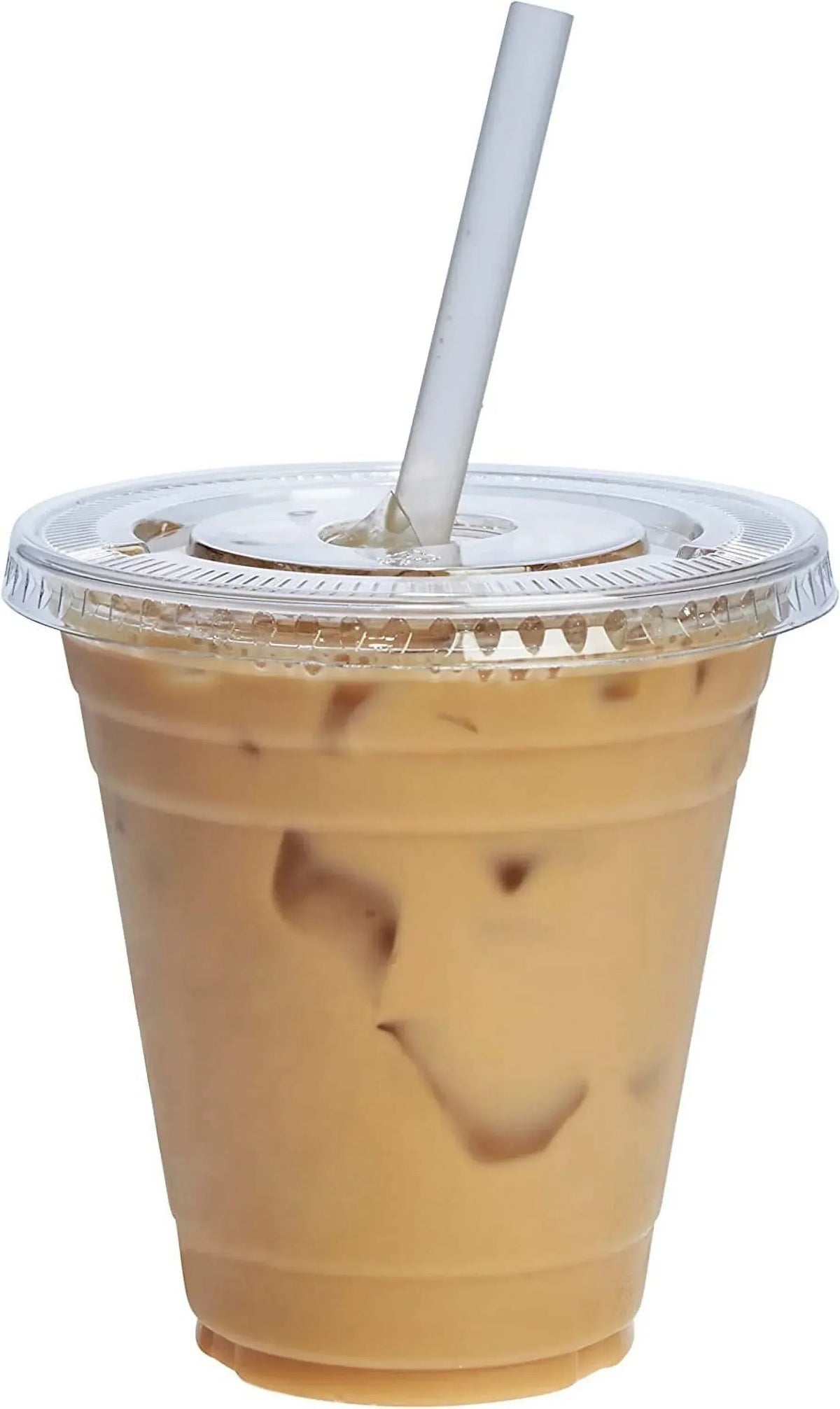 GUSTO Clear Plastic Cups 12 oz Disposable Coffee Cups with Lids, 50-Pack