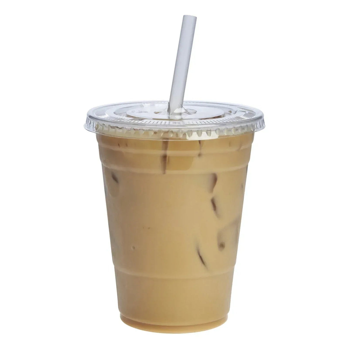 GUSTO Clear Plastic Cups 12 oz Disposable Coffee Cups with Lids, 50-Pack